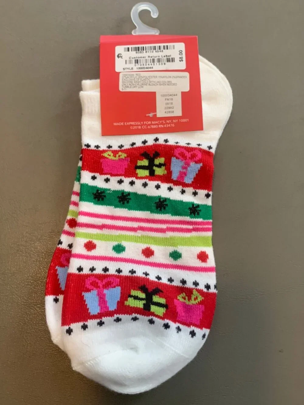 Charter Club Women's 1-Pair Low-Cut Socks, White Multi Stripe Gift, One Size